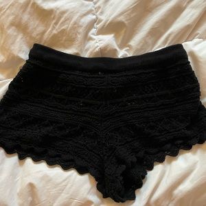Black crochet shorts